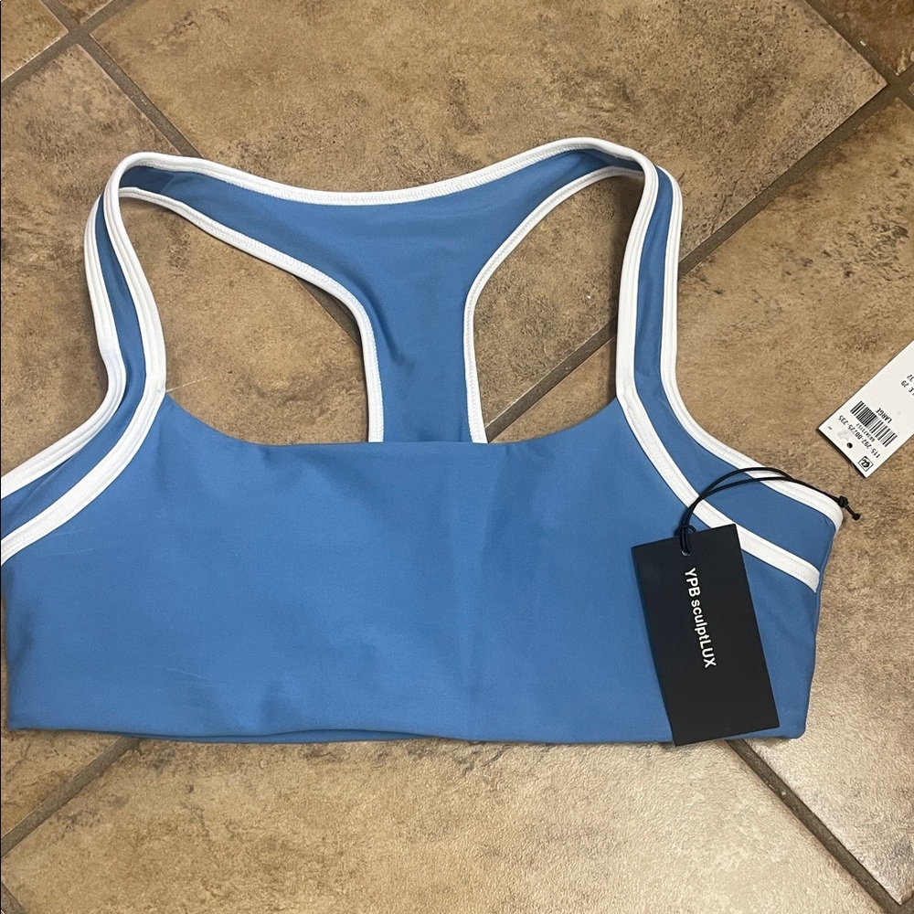 YPB sculptLUX sports bra Blue & White Racerback